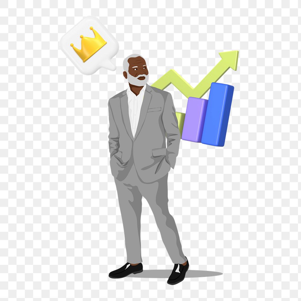 Senior businessman png sticker, vector illustration transparent background