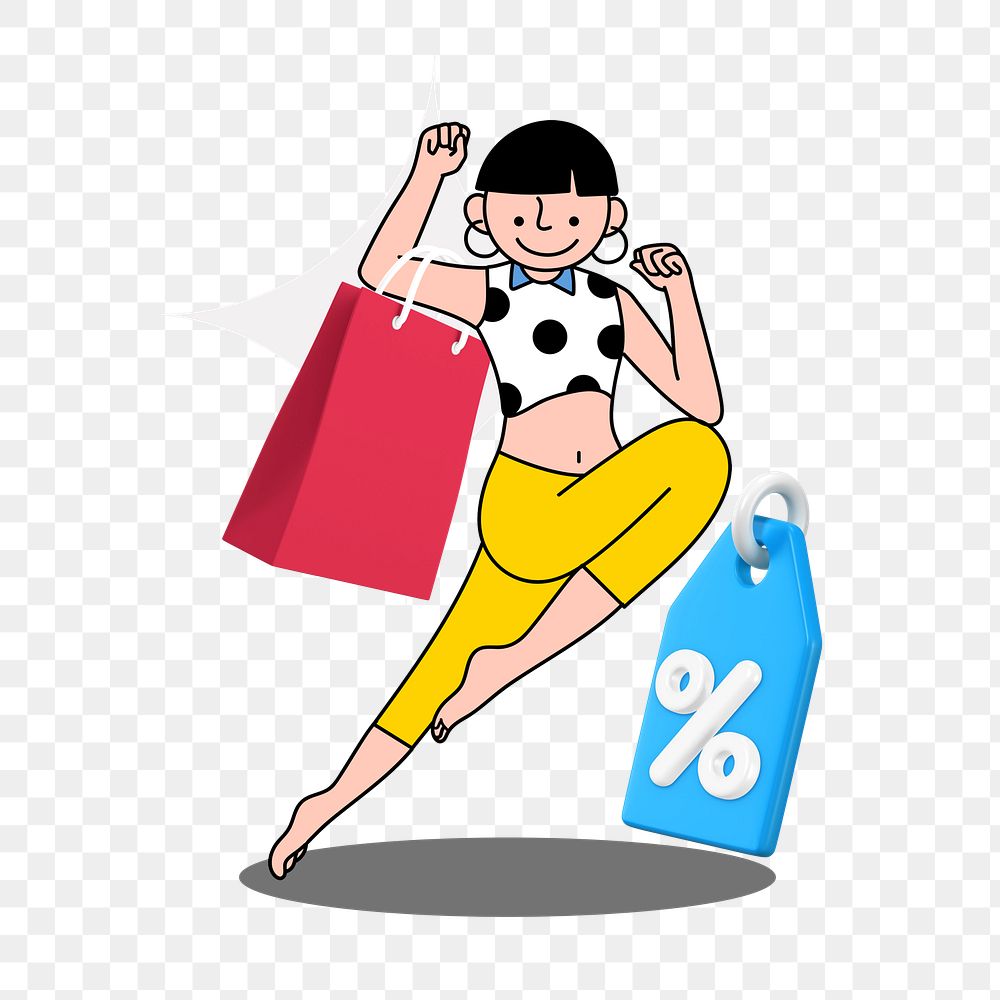 Shopping sale png sticker, vector illustration transparent background