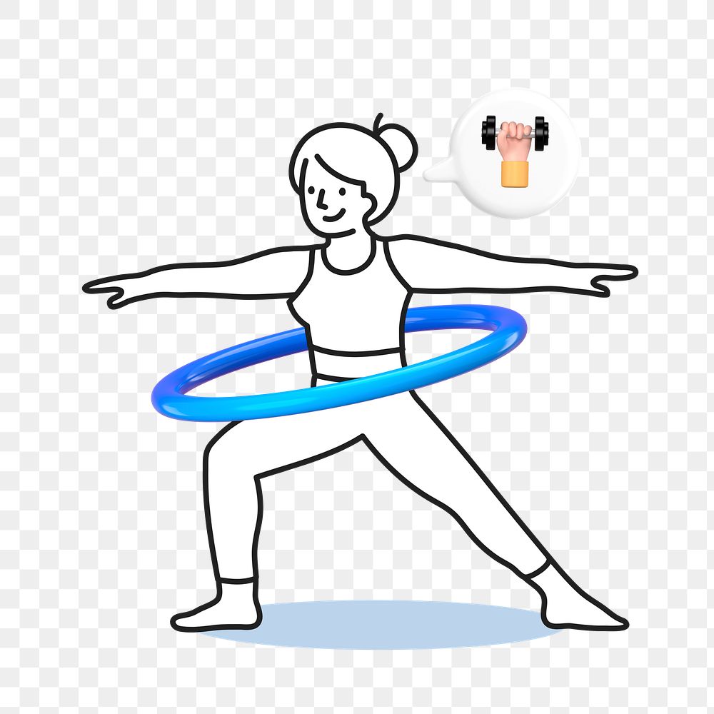 Hula hoop png exercise sticker, health & wellness transparent background