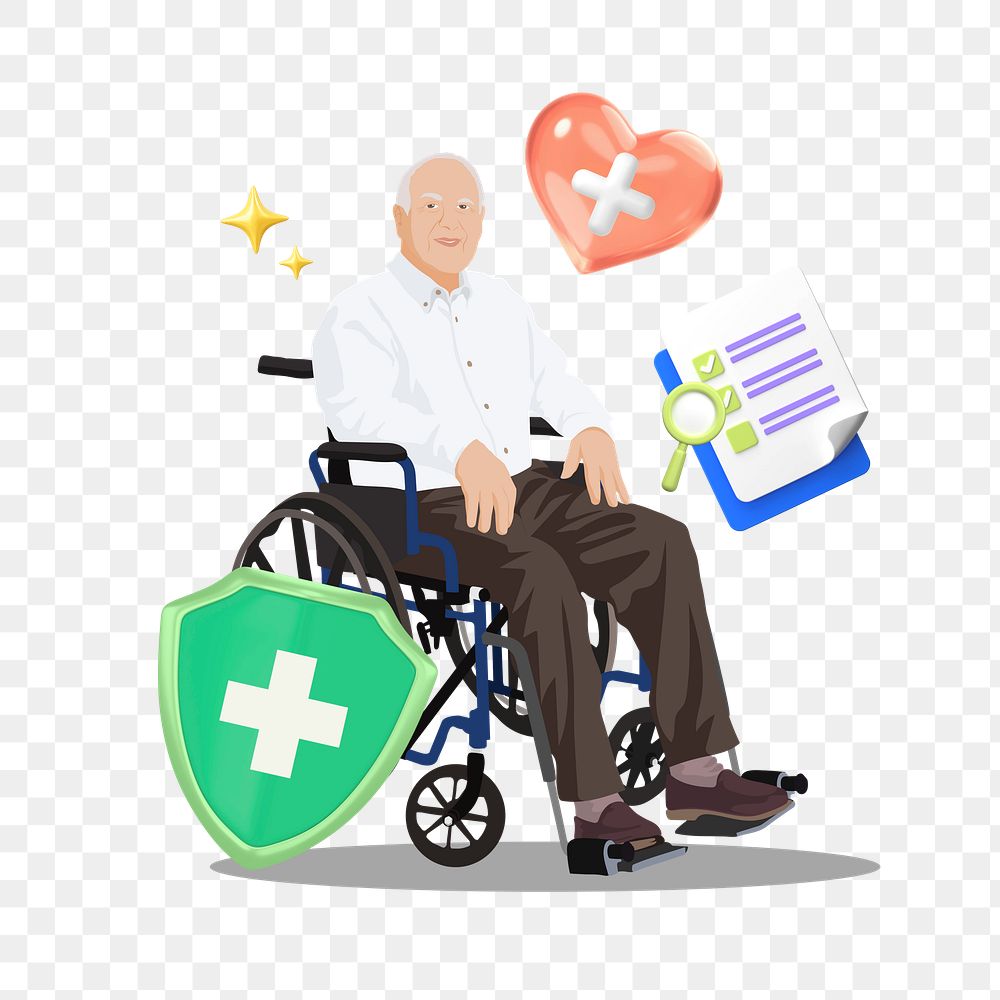 Senior health png sticker, vector illustration transparent background
