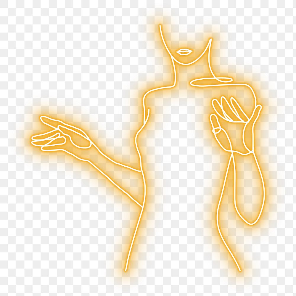 PNG neon yellow woman illustration, transparent background
