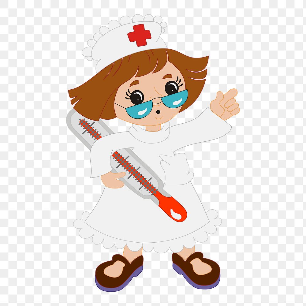 Nurse character png clipart illustration, transparent background. Free public domain CC0 image.