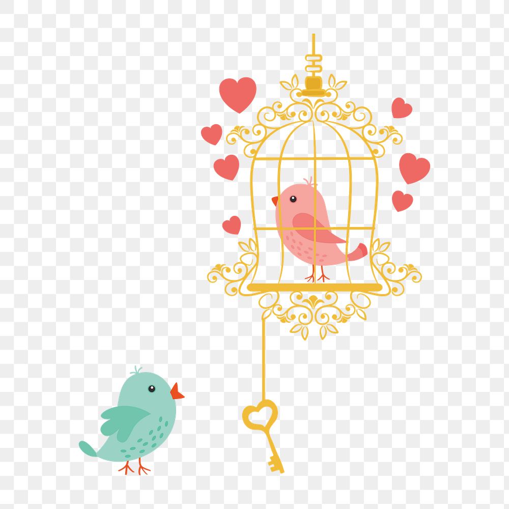 In-love bird png clipart illustration, transparent background. Free public domain CC0 image.