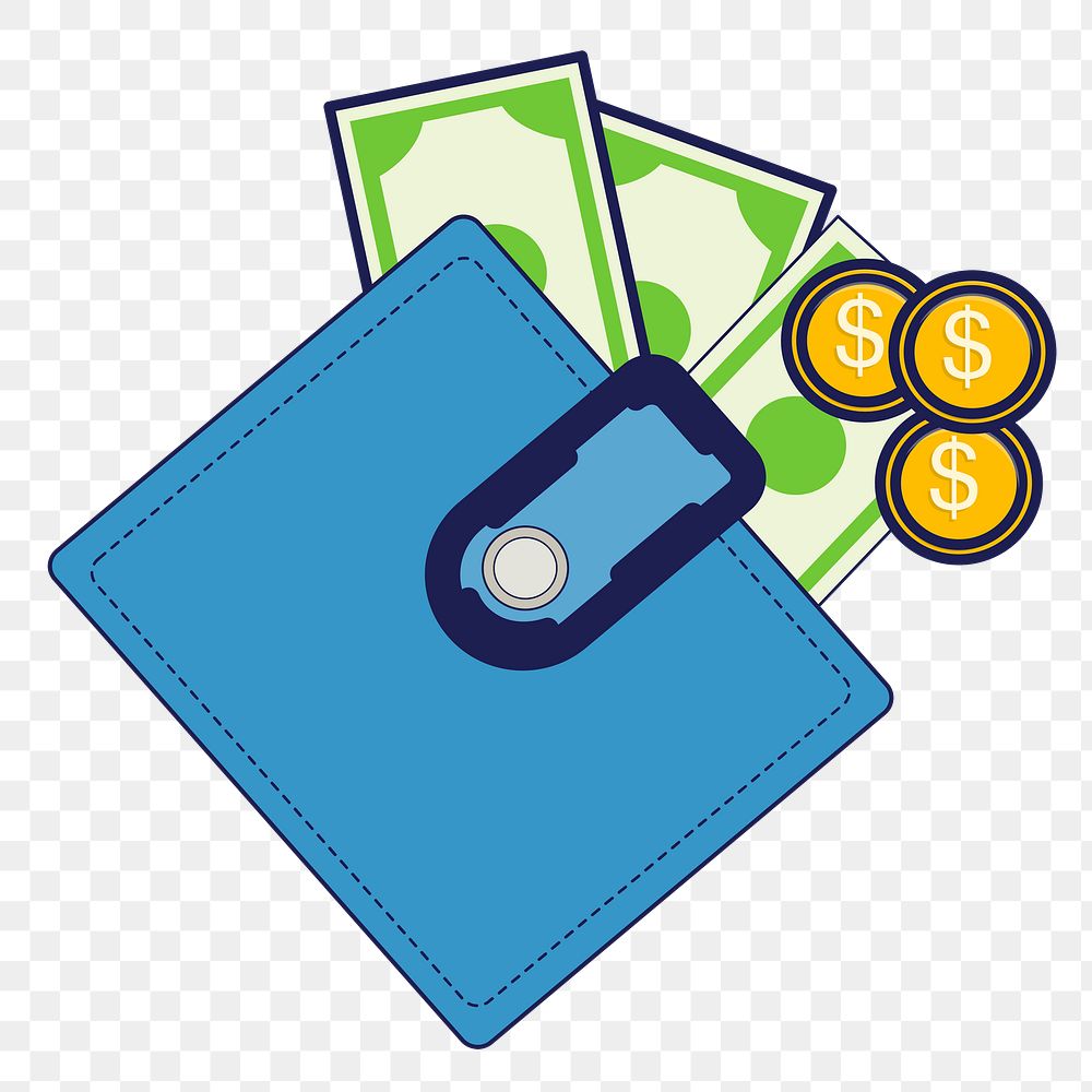 Wallet png clipart illustration, transparent background. Free public domain CC0 image.