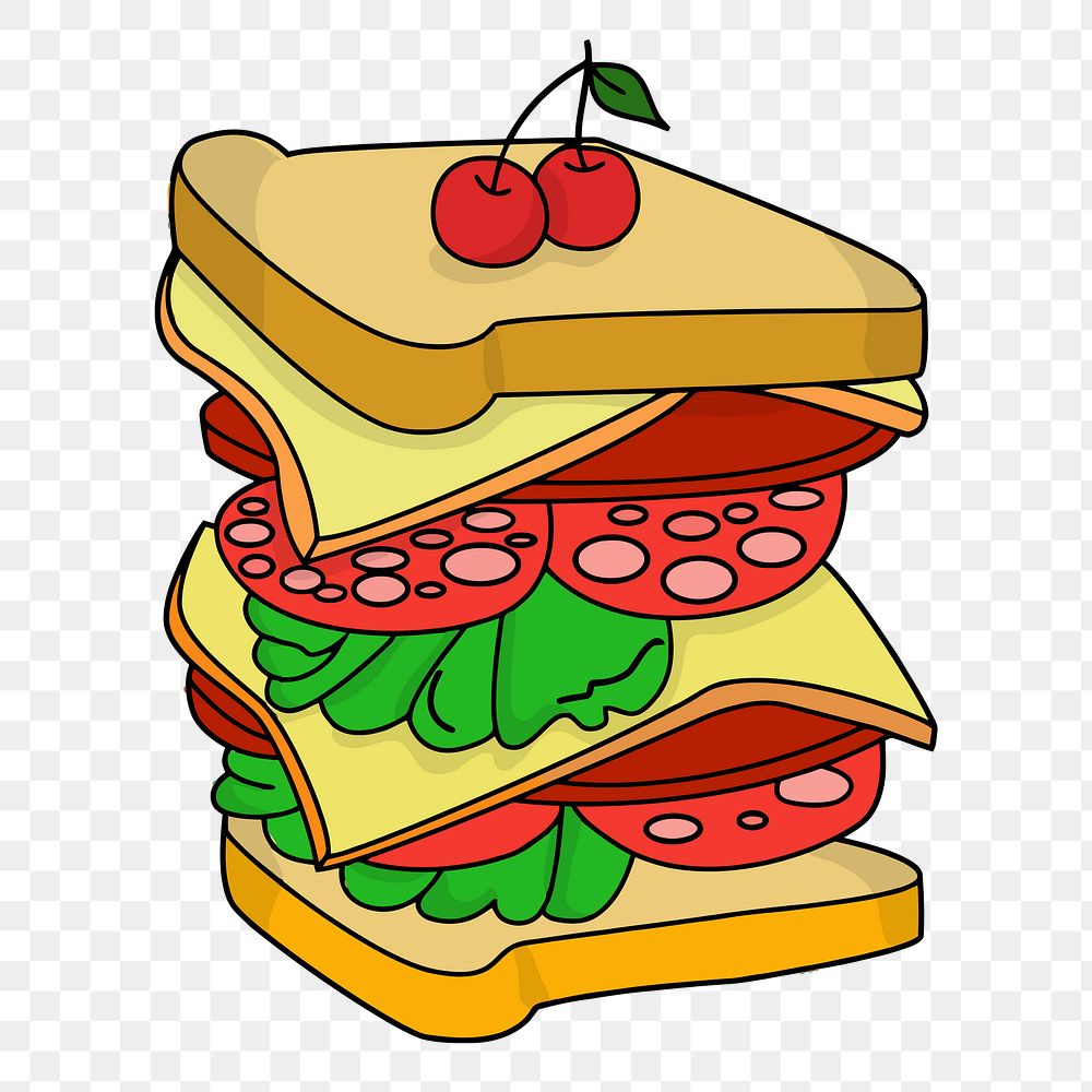 Sandwich png clipart illustration, transparent background. Free public domain CC0 image.