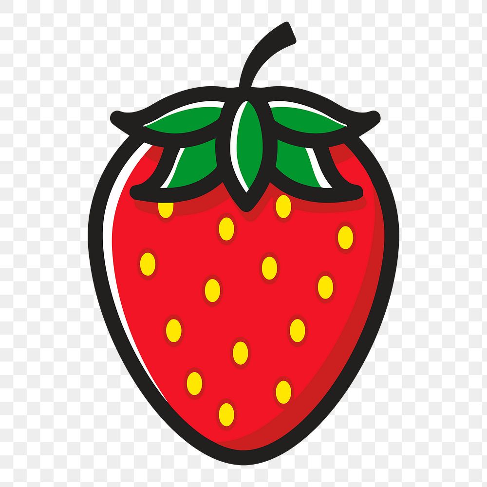 Strawberry png clipart illustration, transparent background. Free public domain CC0 image.