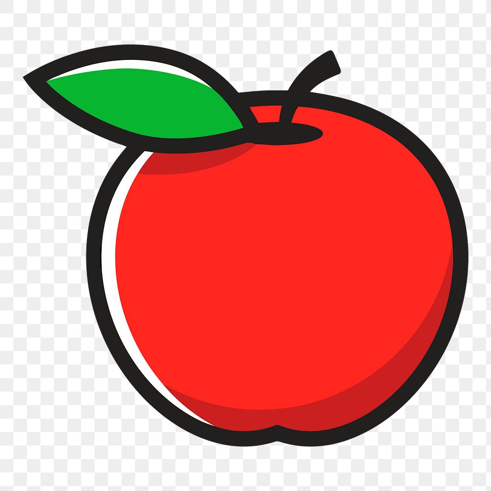Red apple png clipart illustration, transparent background. Free public domain CC0 image.