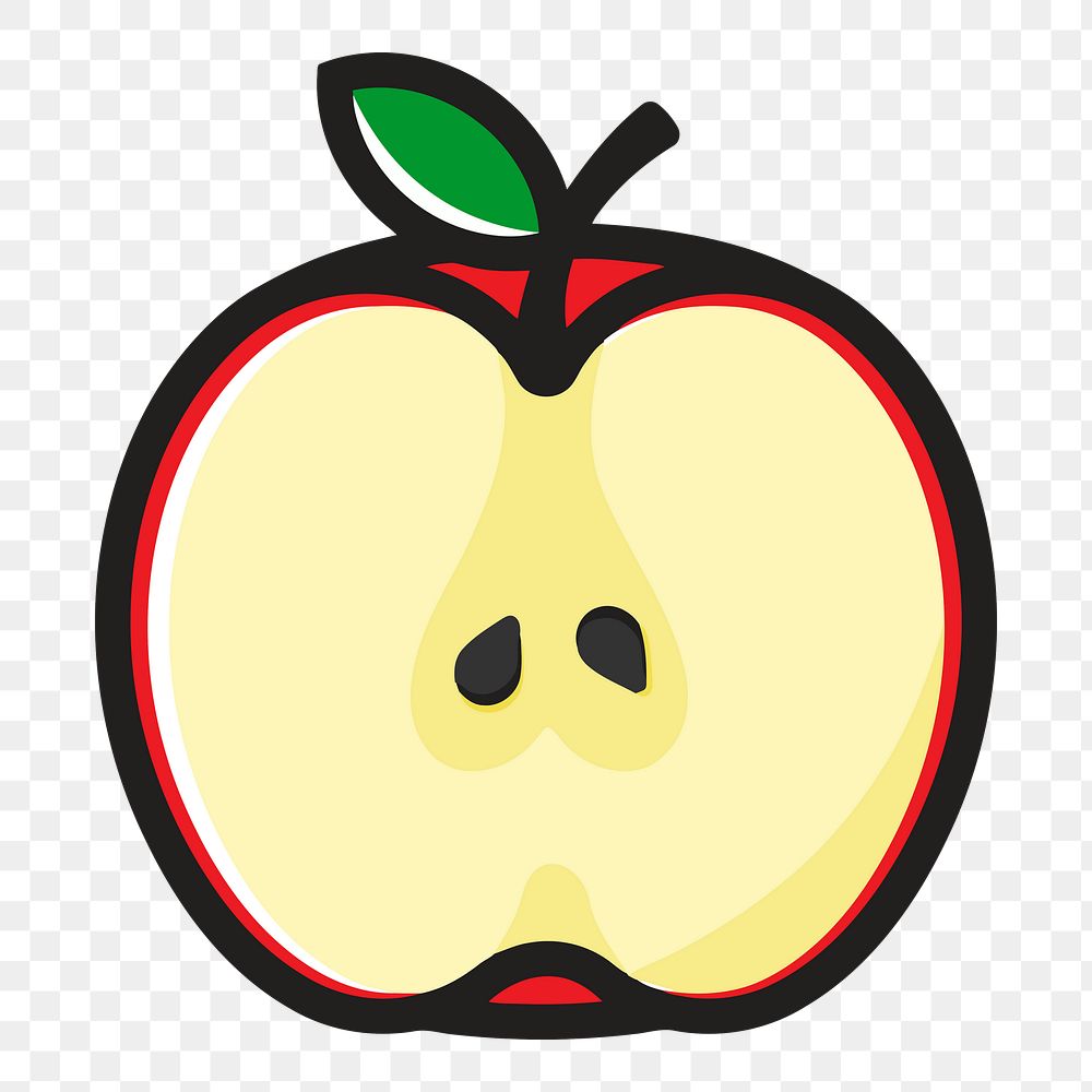 Red apple png clipart illustration, transparent background. Free public domain CC0 image.