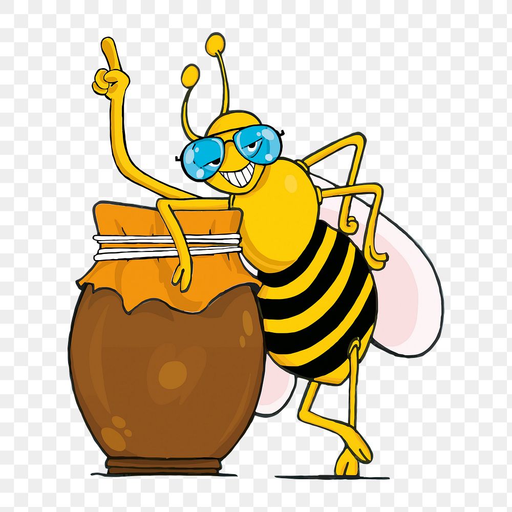 Honey bee png clipart illustration, transparent background. Free public domain CC0 image.