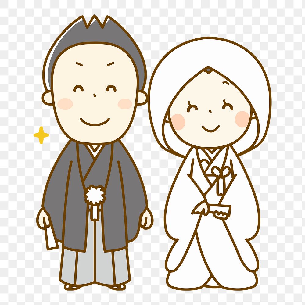 Traditional Japanese wedding png clipart illustration, transparent background. Free public domain CC0 image.
