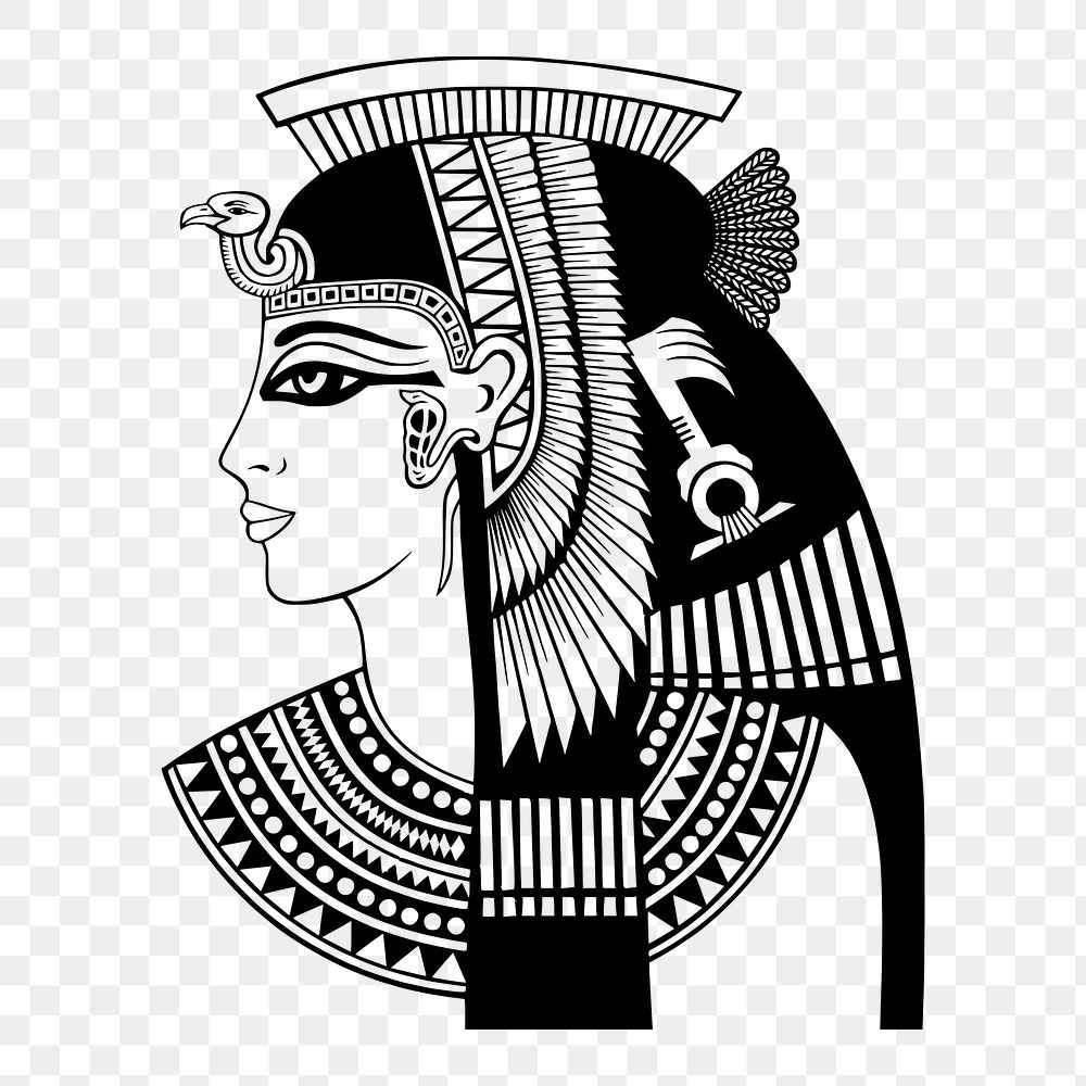 Cleopatra vintage icon png clipart illustration, transparent background. Free public domain CC0 image.