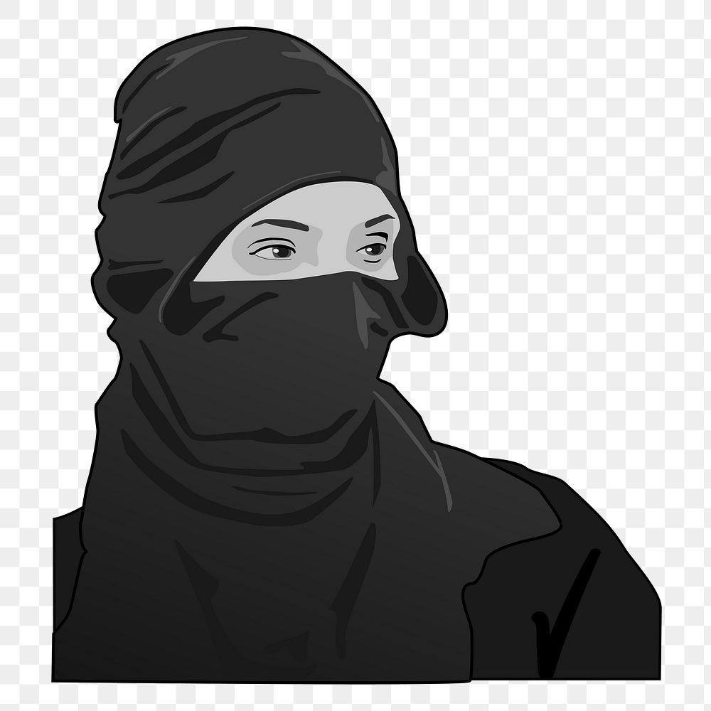 Muslim woman png clipart illustration, transparent background. Free public domain CC0 image.