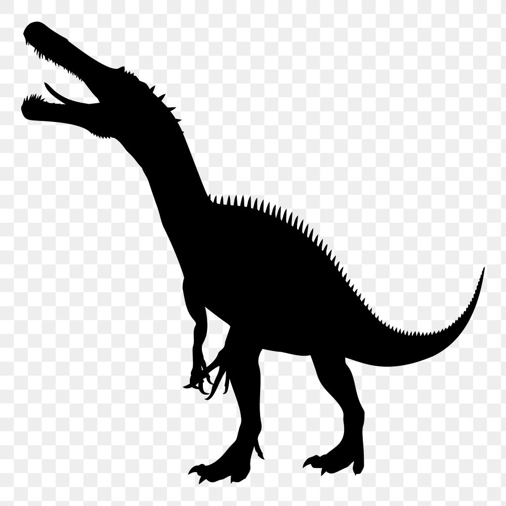 Austroraptor dinosaur silhouette png clipart illustration, transparent background. Free public domain CC0 image.