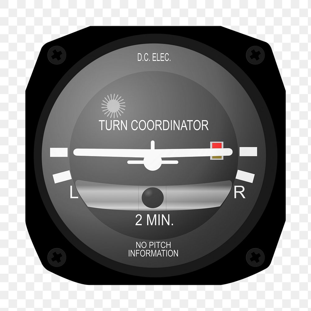 Turn coordinator  png clipart illustration, transparent background. Free public domain CC0 image.