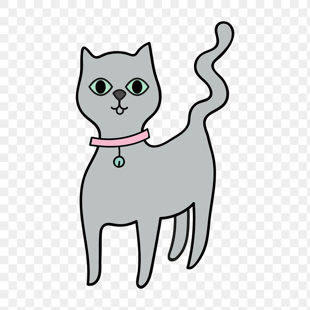 Gray cat png clipart illustration, transparent background. Free public domain CC0 image.