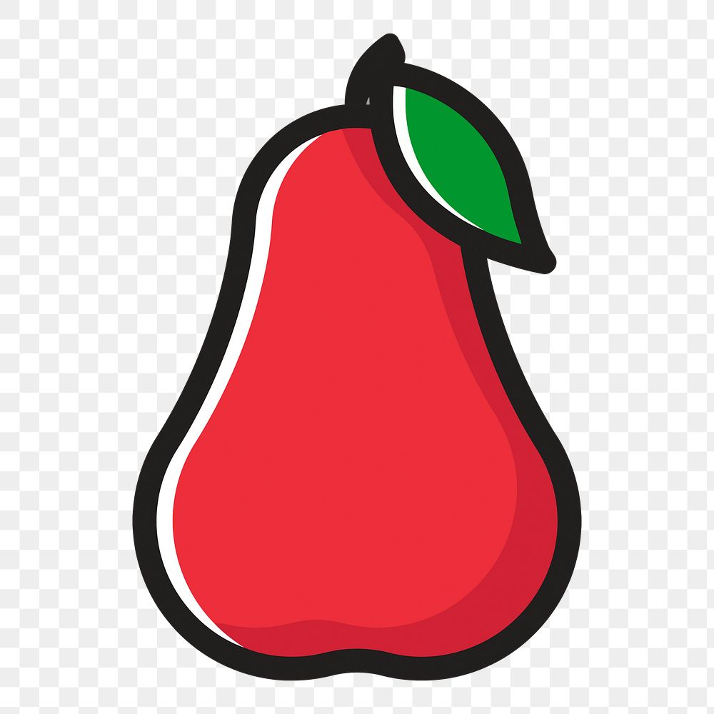 Red pear png clipart illustration, transparent background. Free public domain CC0 image.