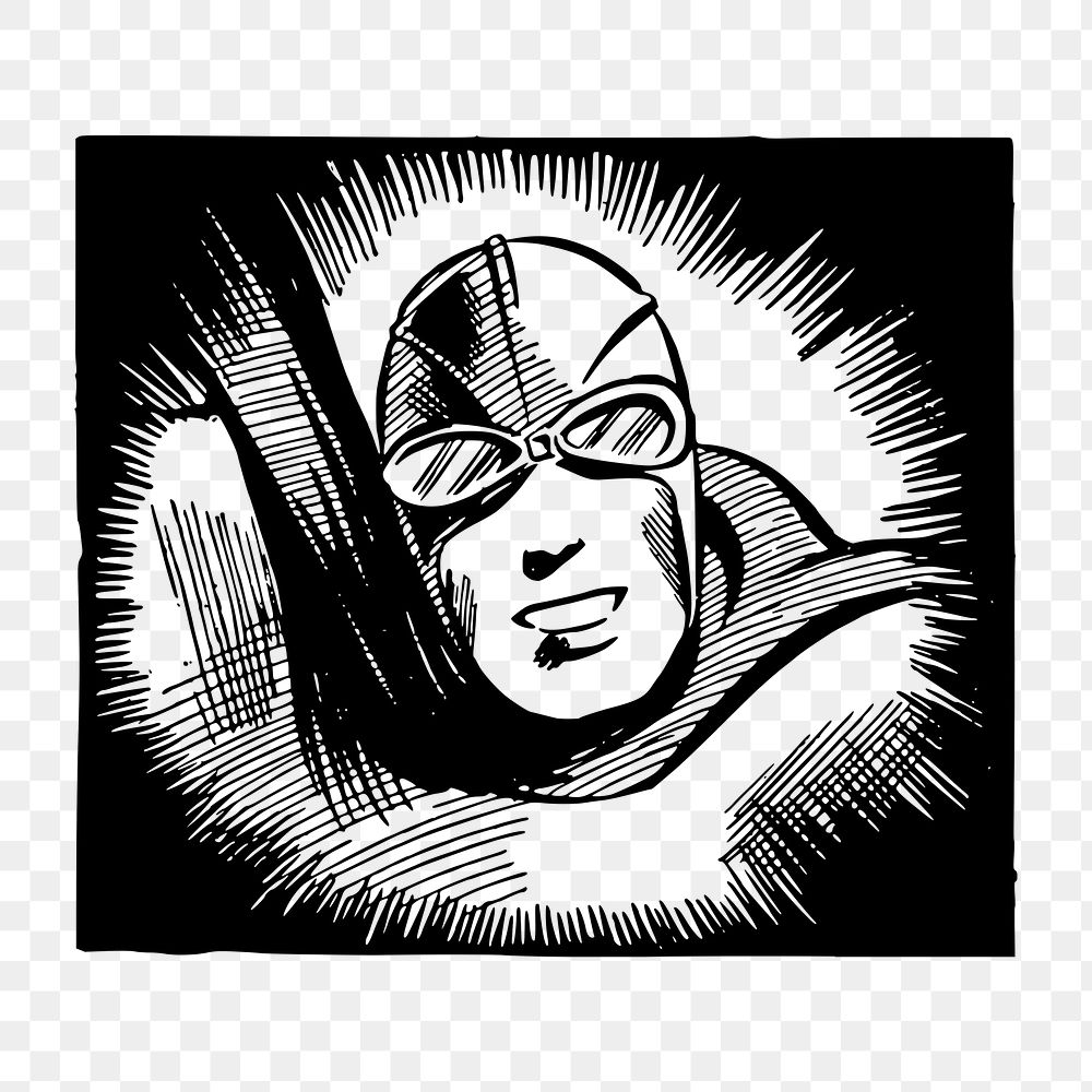 Superhero comic png clipart illustration, transparent background. Free public domain CC0 image.