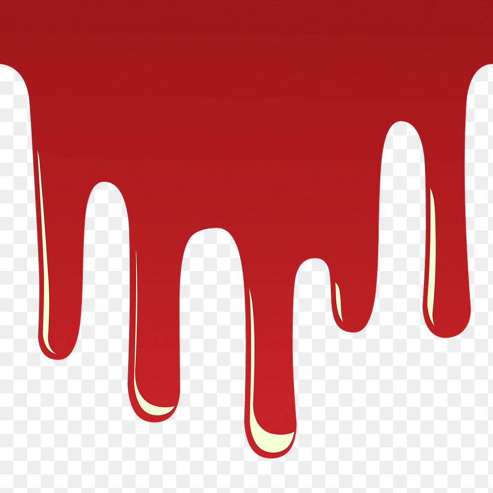 Dripping red paint png clipart illustration, transparent background. Free public domain CC0 image.