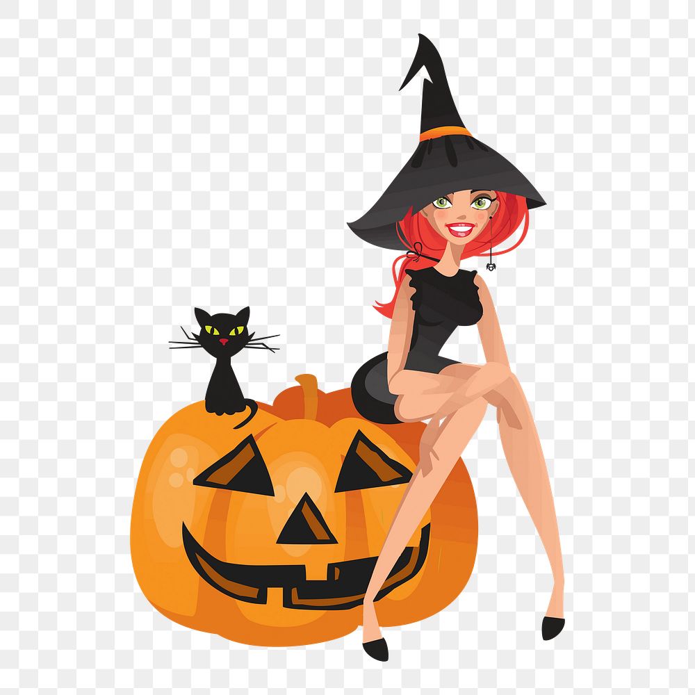 Witch png clipart illustration, transparent background. Free public domain CC0 image.