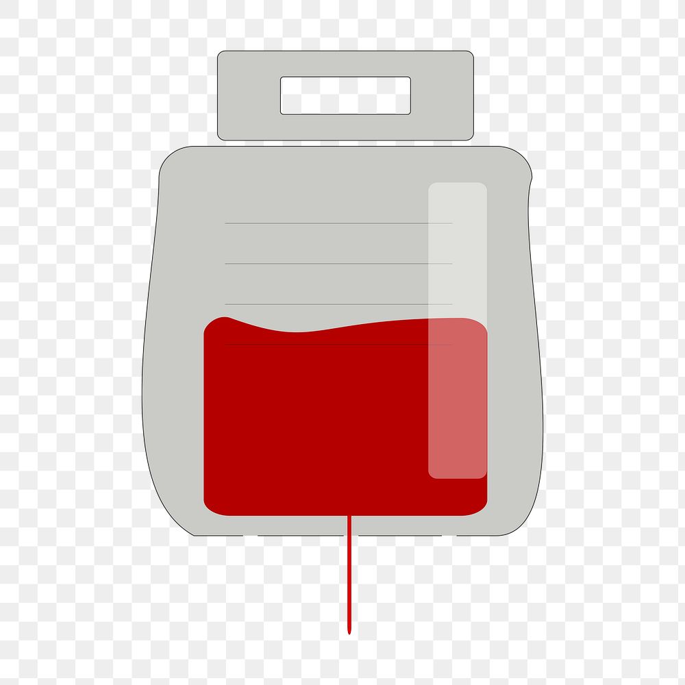 Blood bag png clipart illustration, transparent background. Free public domain CC0 image.