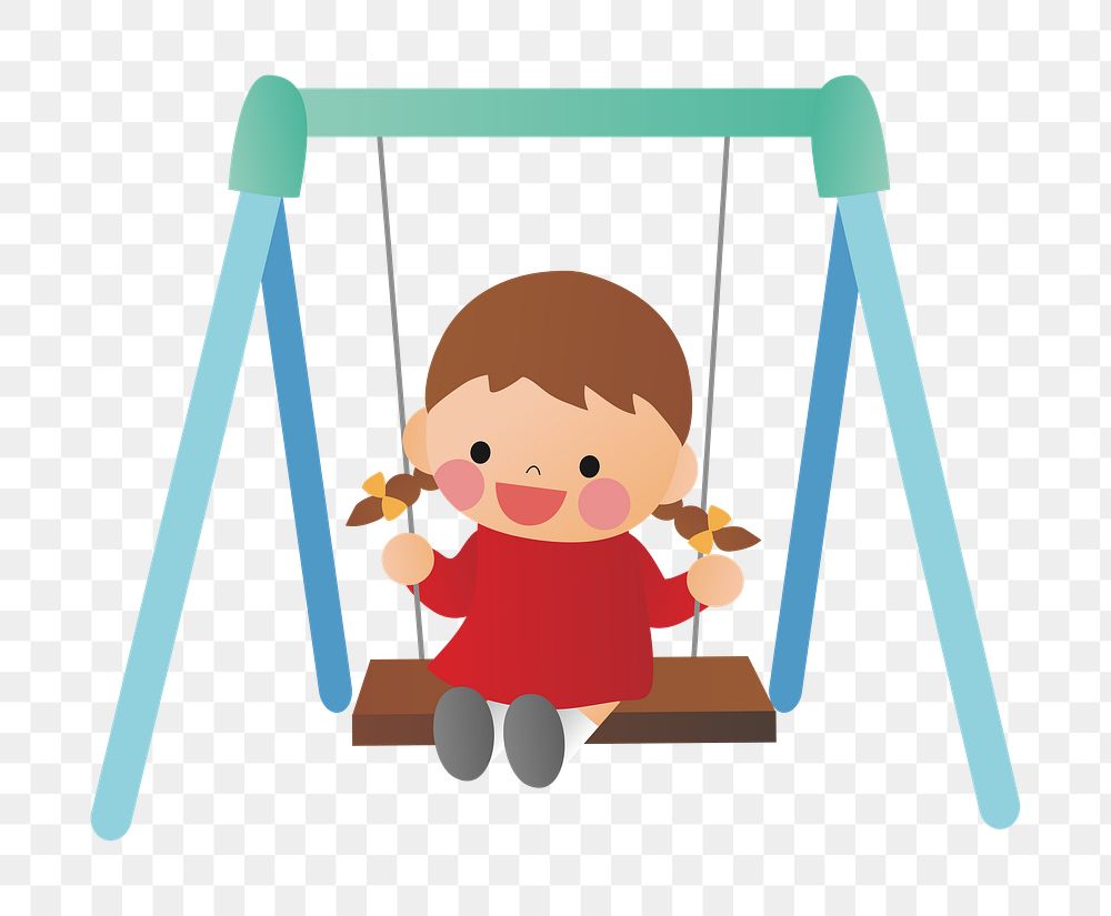 PNG Girl on playground swing illustration, transparent background
