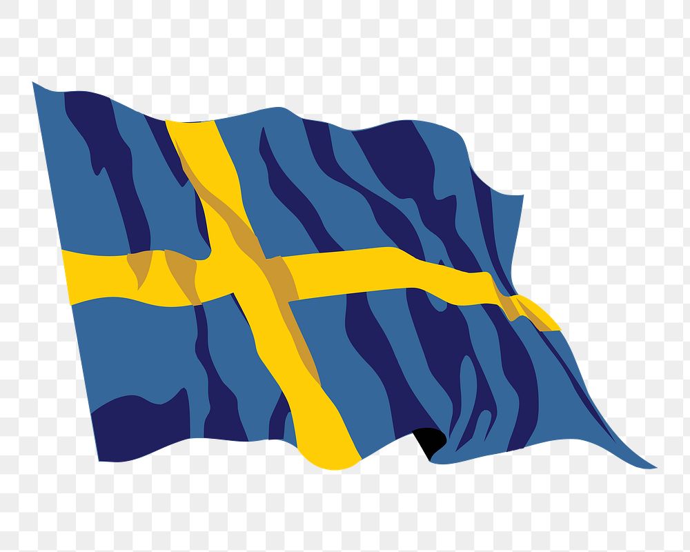 PNG Sweden flag in the wind, clipart, transparent background