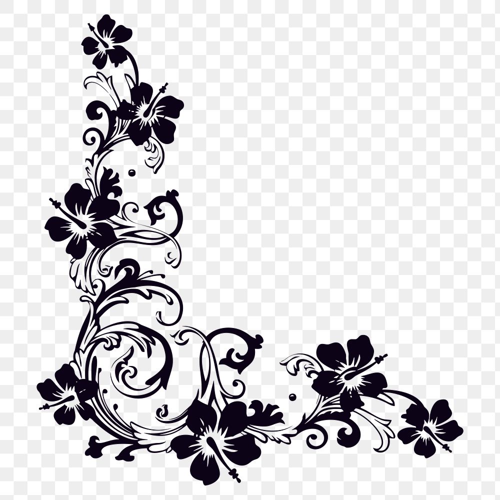 PNG Flowery Corner, clipart, transparent background
