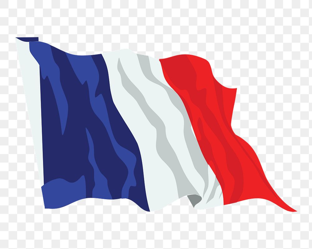 PNG France flag in the wind, clipart, transparent background