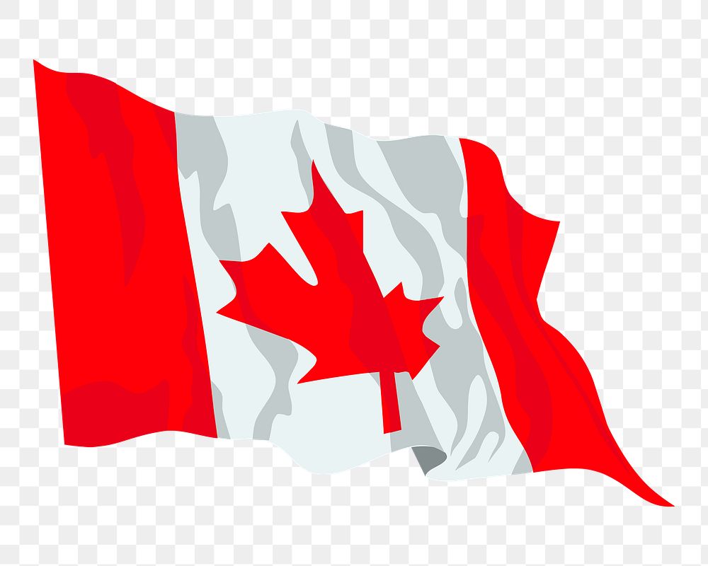 PNG Canada flag in the wind, design element, transparent background