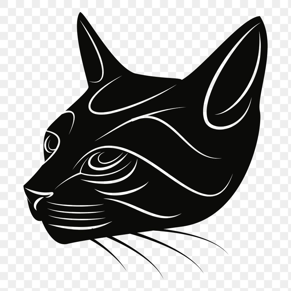 PNG Cat head silhouette, clipart, transparent background