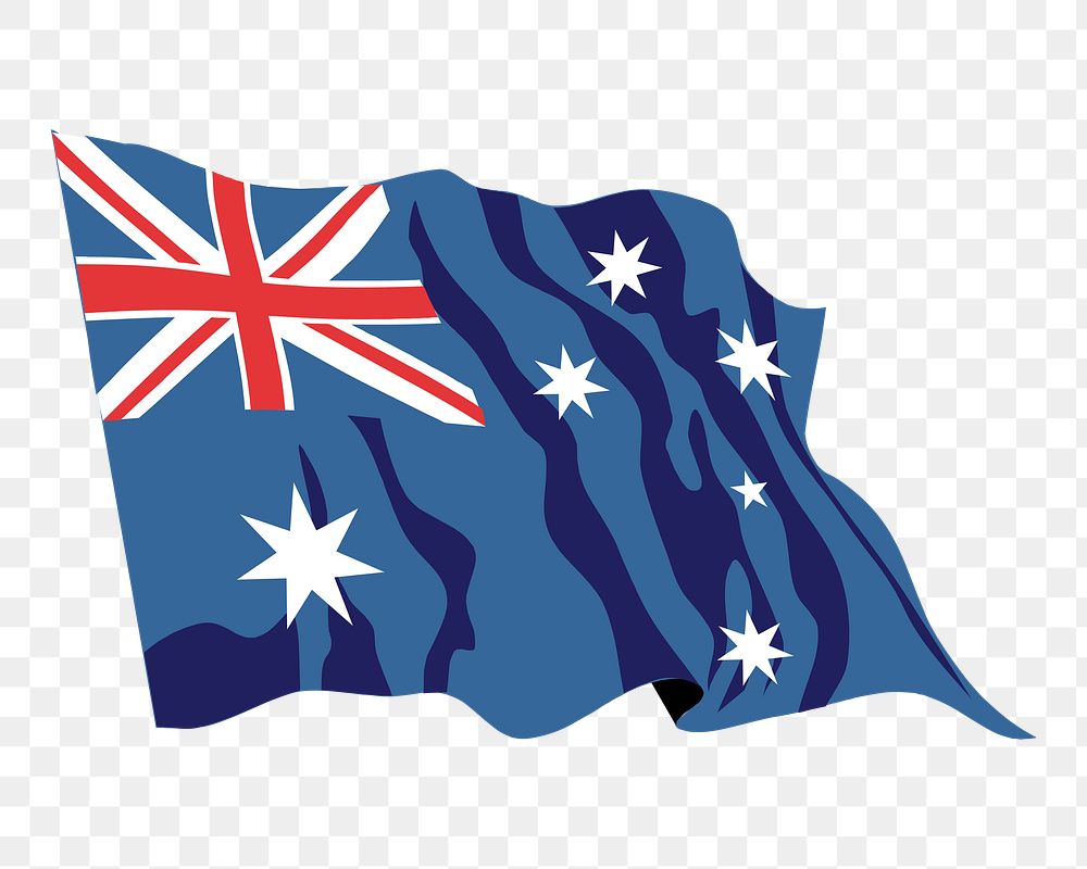 PNG Australia flag in the wind, clipart, transparent background