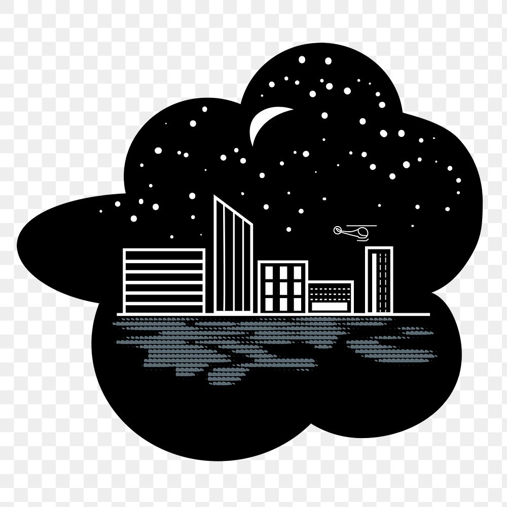 PNG Night cityscape illustration, transparent background