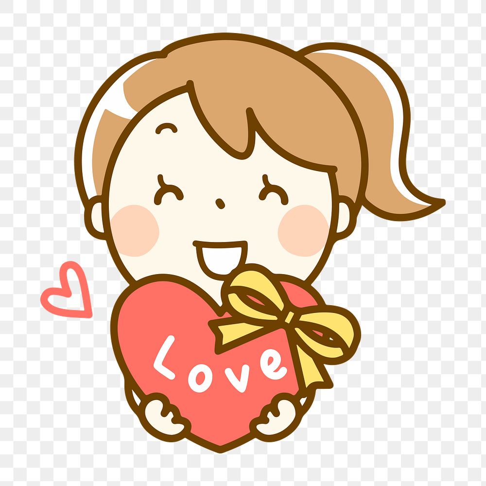 PNG Valentine girl illustration, transparent background