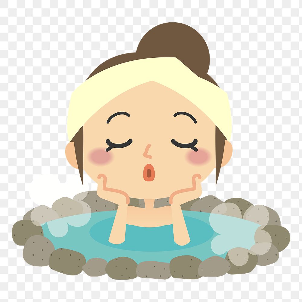 PNG Woman onsen hot spring illustration, transparent background