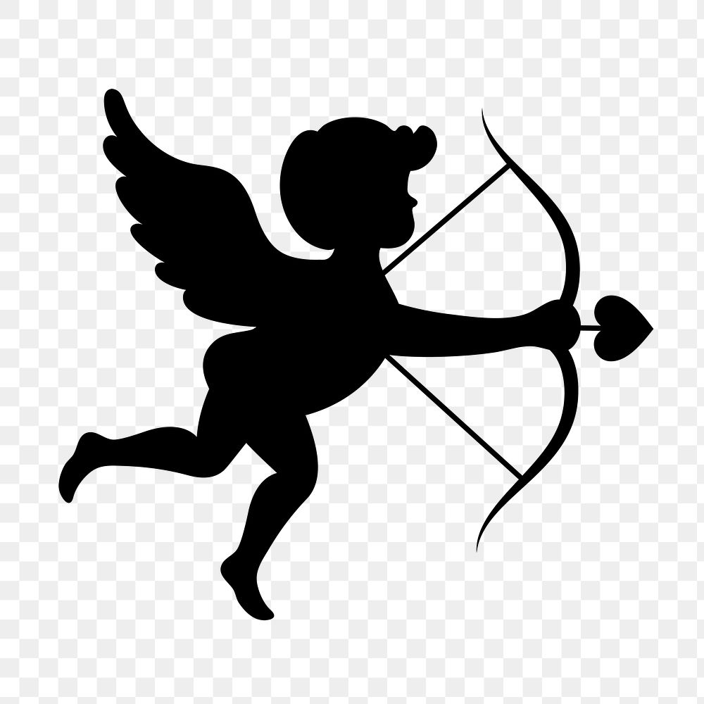 PNG Cupid archer silhouette, design element, transparent background