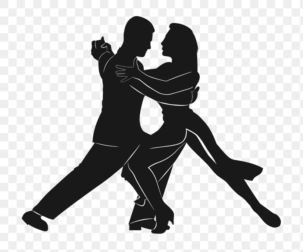 PNG Dancing couple silhouette, clipart, transparent background