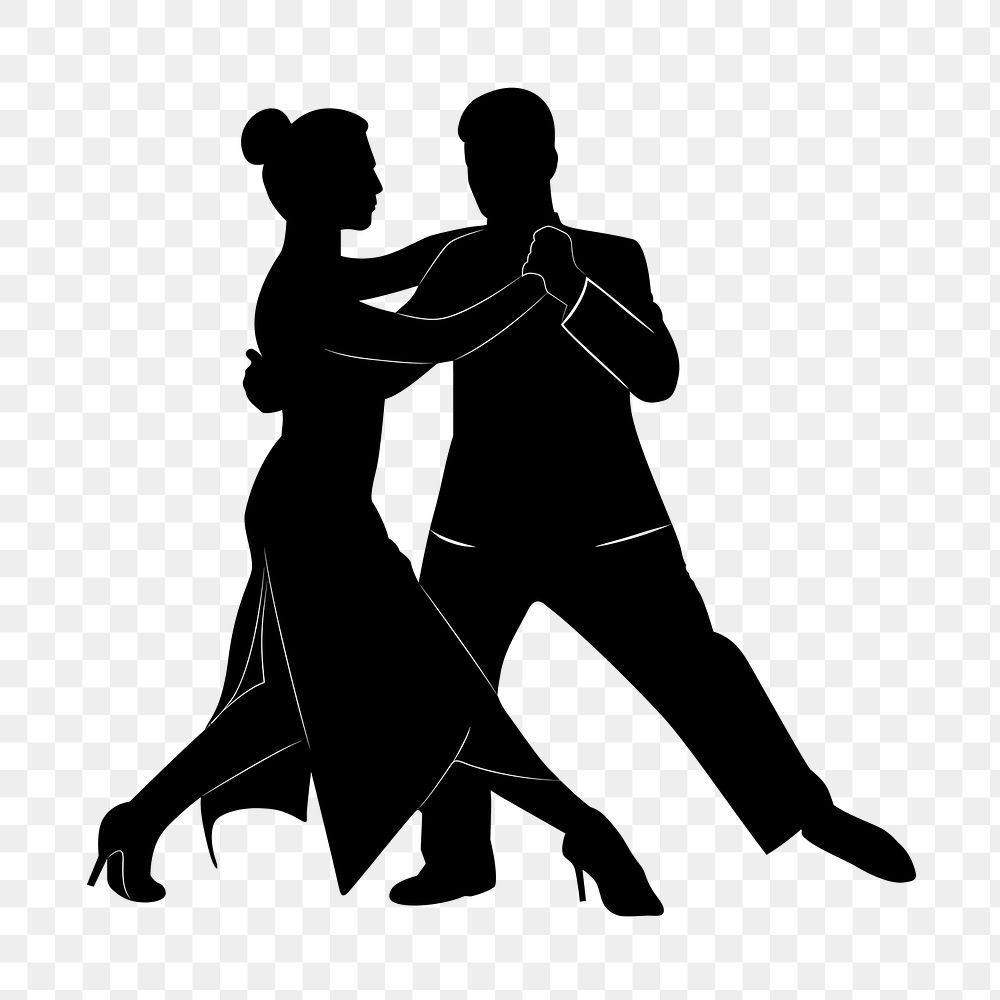 PNG Dancing couple silhouette, clipart, transparent background