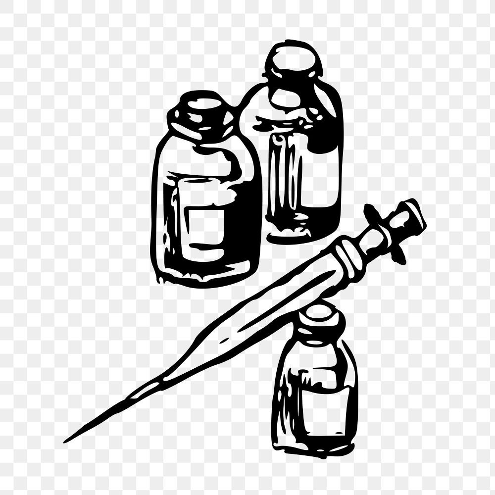 PNG Medicine and syringe silhouette, clipart, transparent background