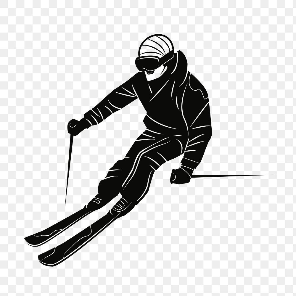 PNG Skier silhouette, clipart, transparent background