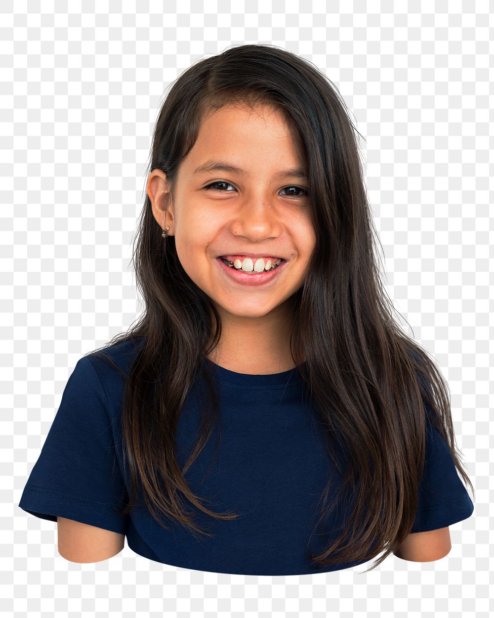 Little girl png portrait, happy kid, transparent background