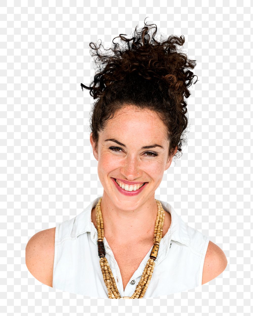 PNG Smiling brunette woman, collage element, transparent background