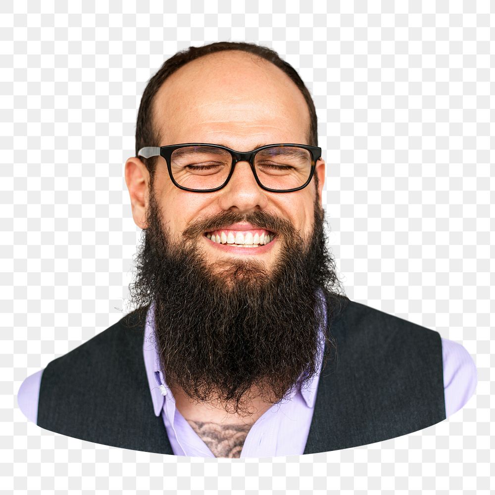 PNG Happy bearded man, collage element, transparent background