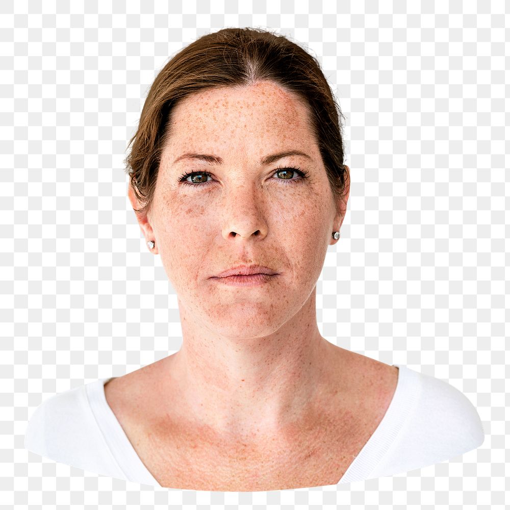 PNG Serious face woman, collage element, transparent background