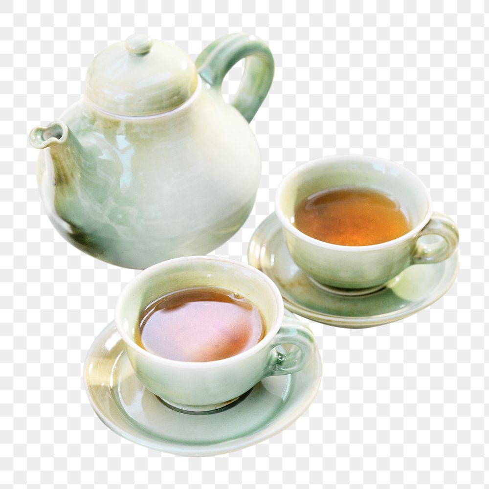 Teapot set png, transparent background
