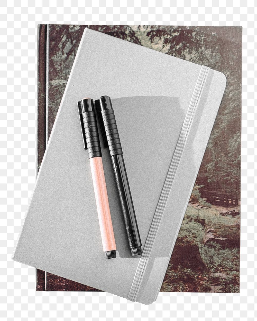 Notebook and pen png object, transparent background