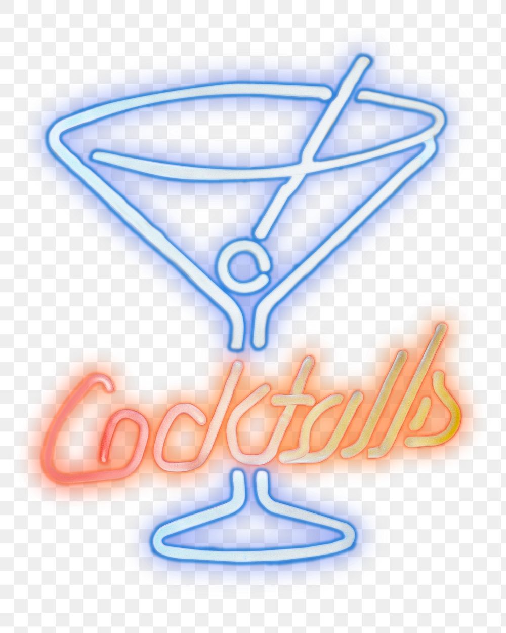 Cocktail neon sign png collage element, transparent background