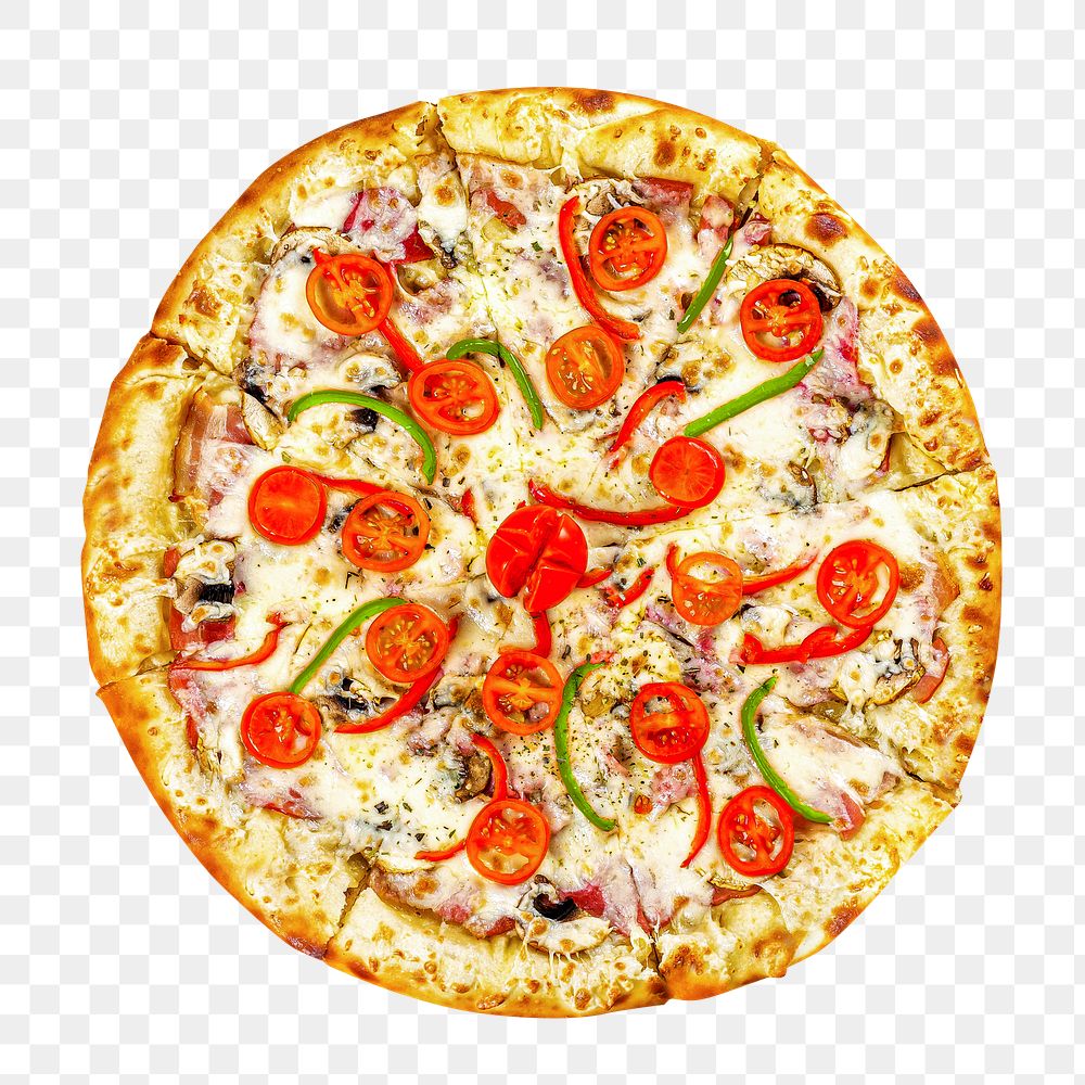 Italian cheesy pizza png collage element, transparent background