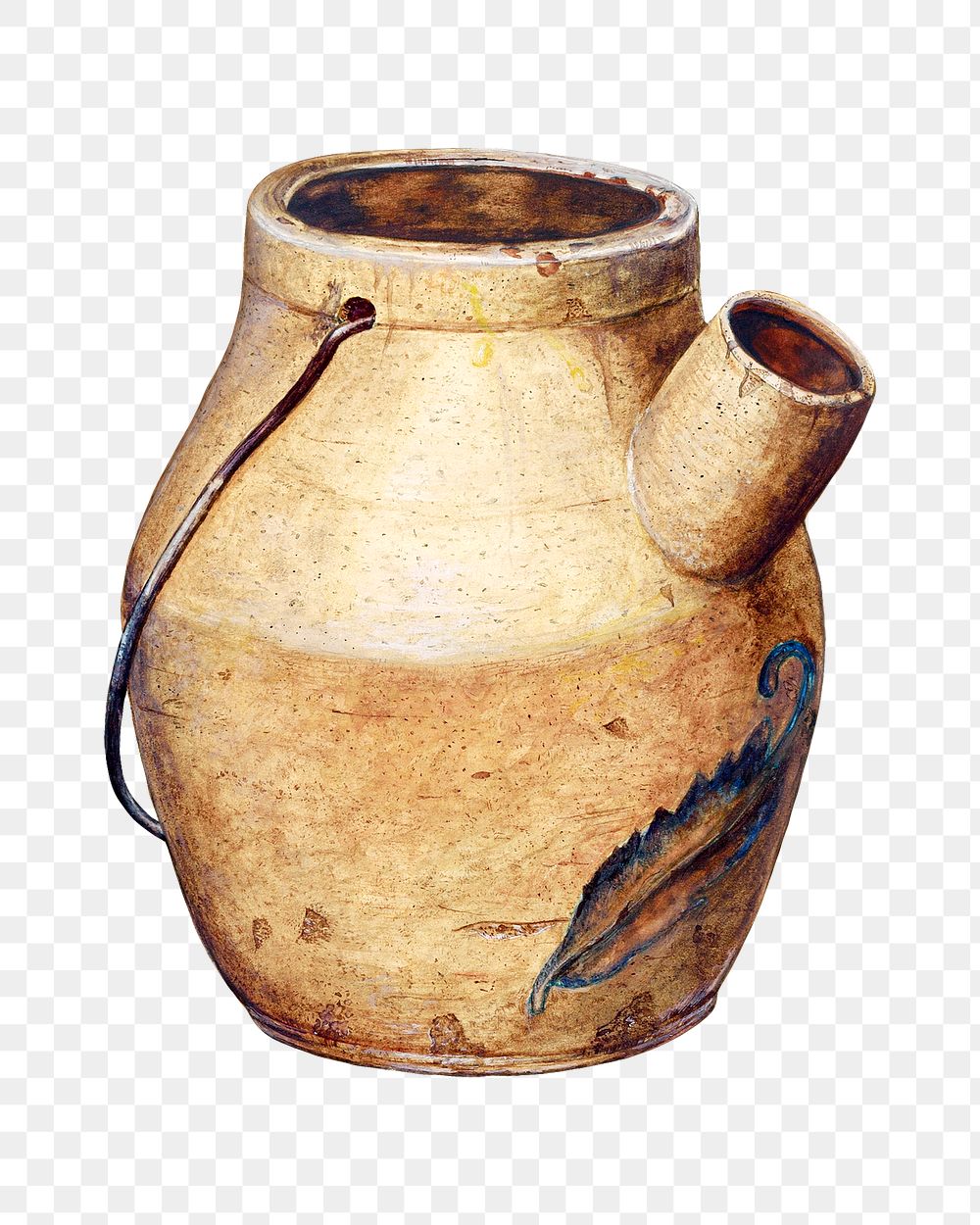 Clay jar png collage element, transparent background