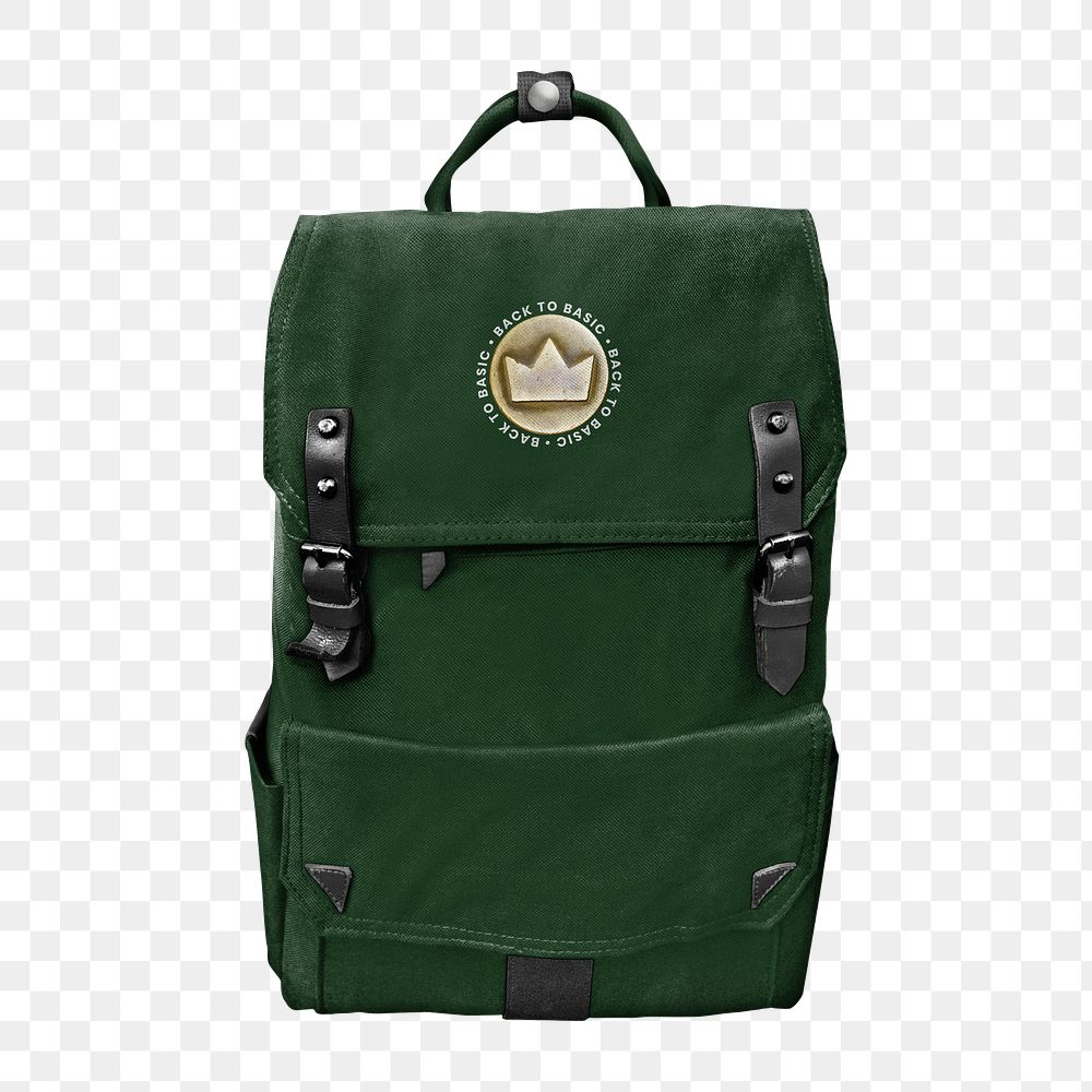 PNG green traveler's backpack, transparent background