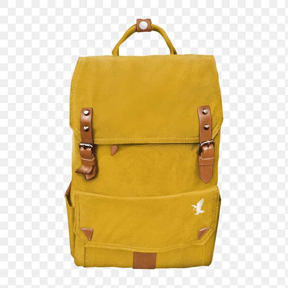 PNG yellow traveler's backpack, transparent background